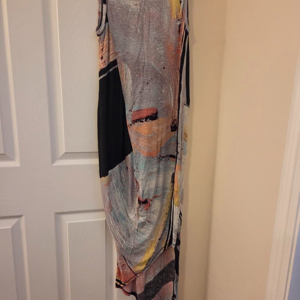 Rachael Ray Sleeveless Draped Back Asymmetrical Maxi Dress